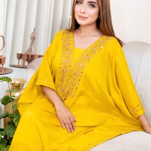 Kaftan Jorjhet Embroidery yellow